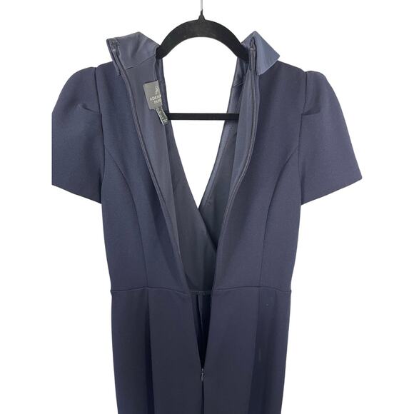 Adrianna Papell Women's Cap Sleeve Crepe Jumpsuit Satin Tuxedo Lapel - Picture 5 of 9